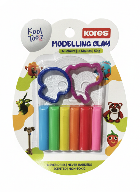Kores Kool Toolz Modelling Clay Set | 6 Colors Play Dough with Moulds