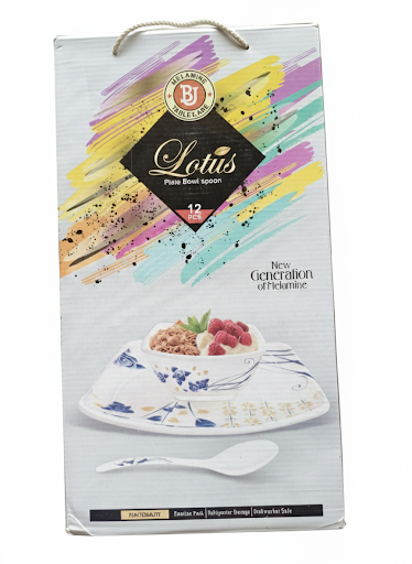 7 Pcs Serving Set with Square Platter | 4 Square Bowls + 2 Spoons | Floral Design Snack & Dessert Serving Set