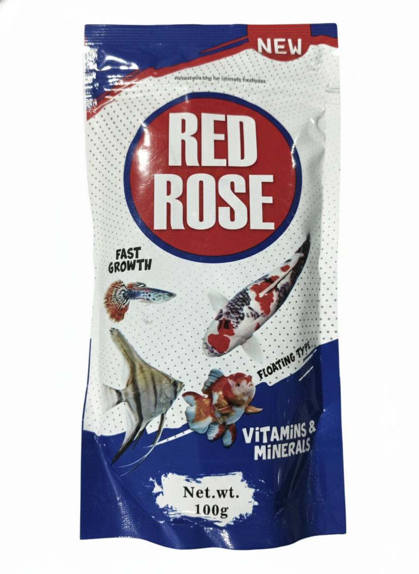Red Rose Fish Food 100g | Floating Fish Feed for Fast Growth