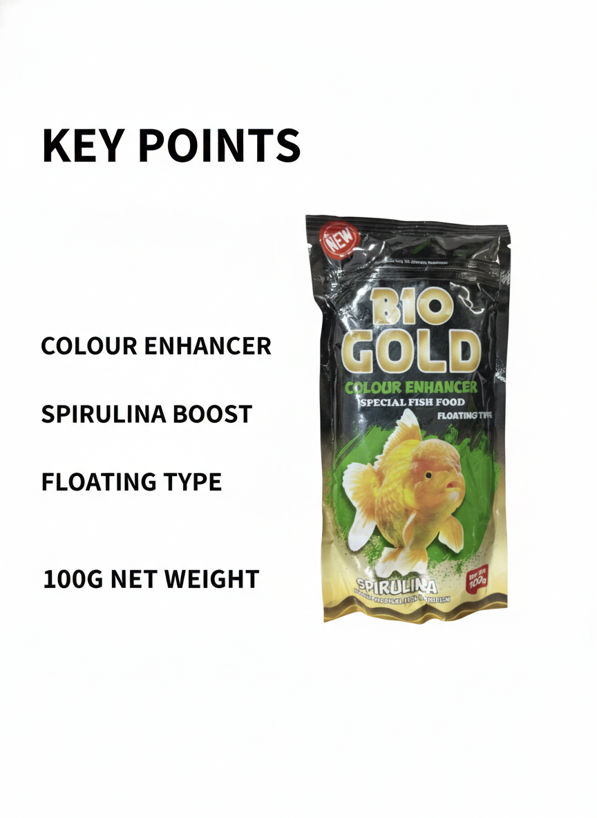 Bio Gold Colour Enhancer Fish Food 100g | Spirulina Rich Floating Fish Feed