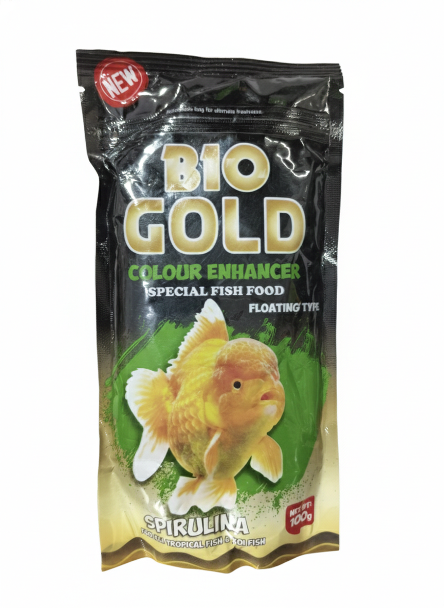 Bio Gold Colour Enhancer Fish Food 100g | Spirulina Rich Floating Fish Feed