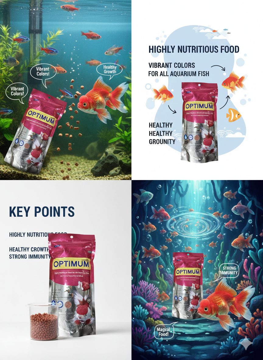 Optimum Aquarium Fish Food 100g | Highly Nutritious Floating Fish Feed | Promotes Vibrant Colors, Healthy Growth & Strong Immunity for All Aquarium Fish