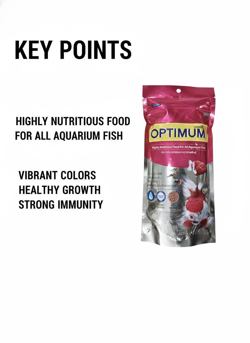 Optimum Aquarium Fish Food 100g | Highly Nutritious Floating Fish Feed | Promotes Vibrant Colors, Healthy Growth & Strong Immunity for All Aquarium Fish