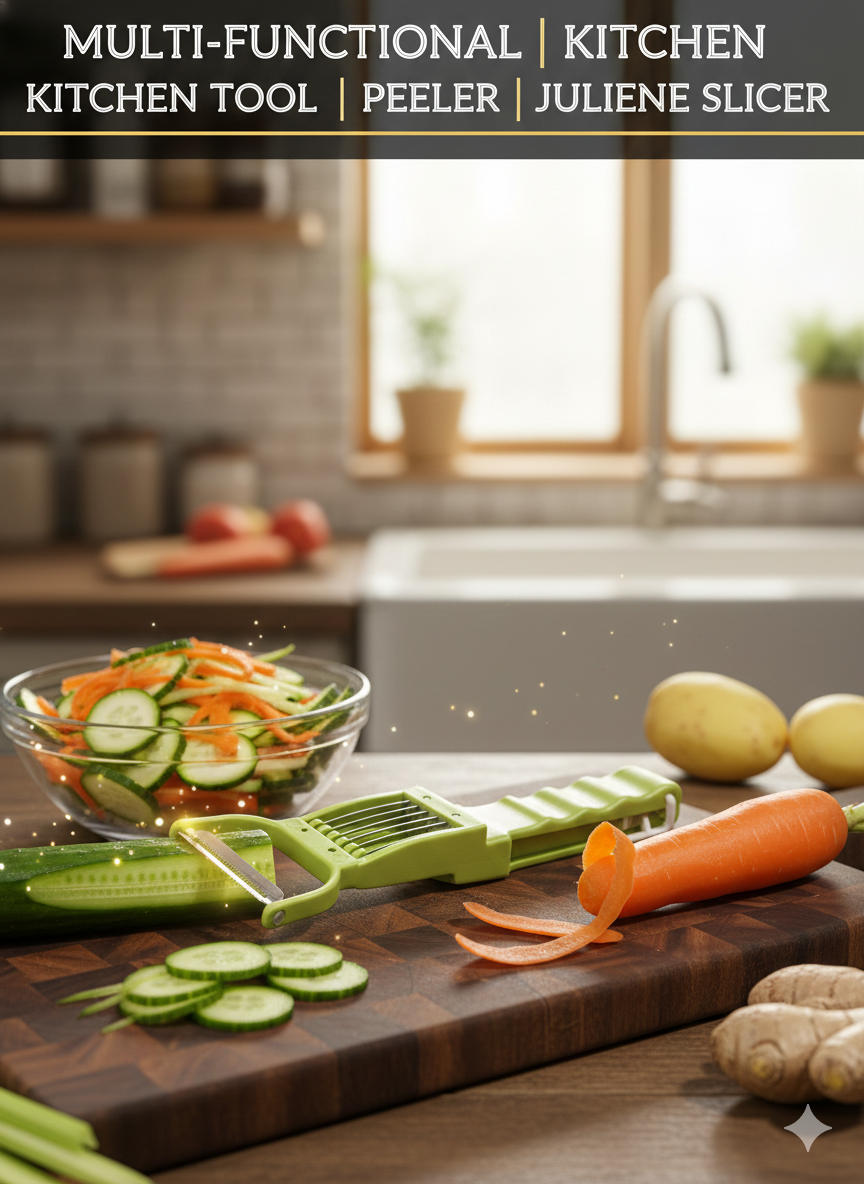 Multi-Functional Kitchen Peeler & Julienne Slicer | 2-in-1 Vegetable Cutter Tool