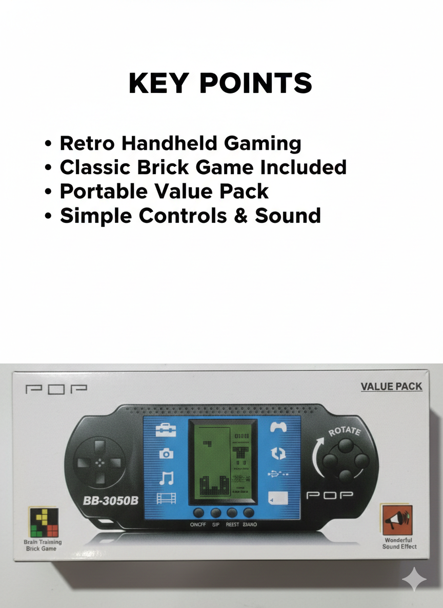 Classic Tetris Style Game Device, Portable Mini Gaming Console with Multiple Games