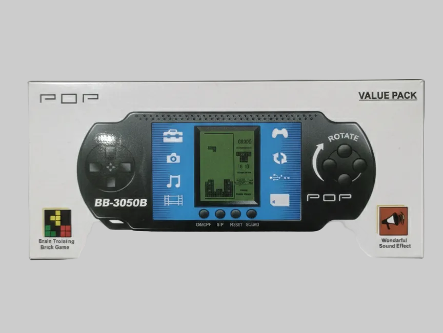 Classic Tetris Style Game Device, Portable Mini Gaming Console with Multiple Games