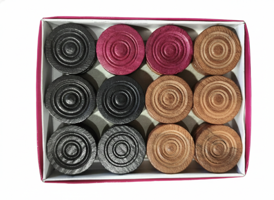 Wooden Carrom Coins Set with Striker, Premium Quality Carrom Men Set