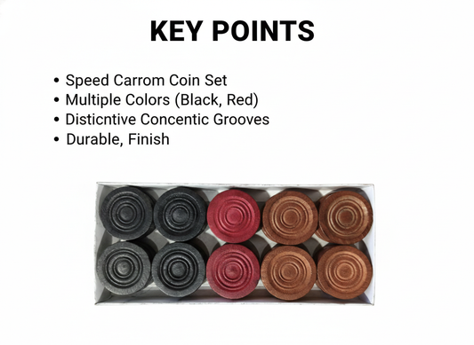 Smooth Finish Carrom Board Coins for Indoor Game, Durable Wooden Carrom Accessories