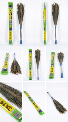 Bulbul Brooms Premium Grass Broom with Stainless Steel Handle | Long Stick Jhadu for Home Cleaning
