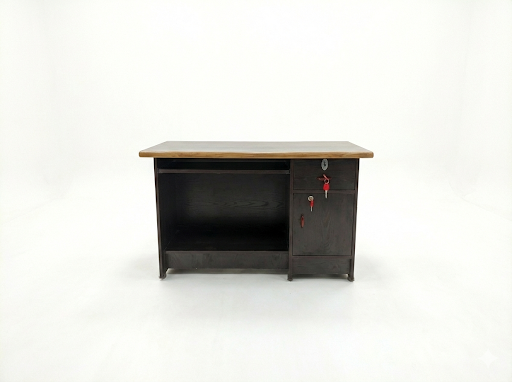 Wooden Office Desk with Lockable Storage & Keyboard Tray | Computer Table for Home Office