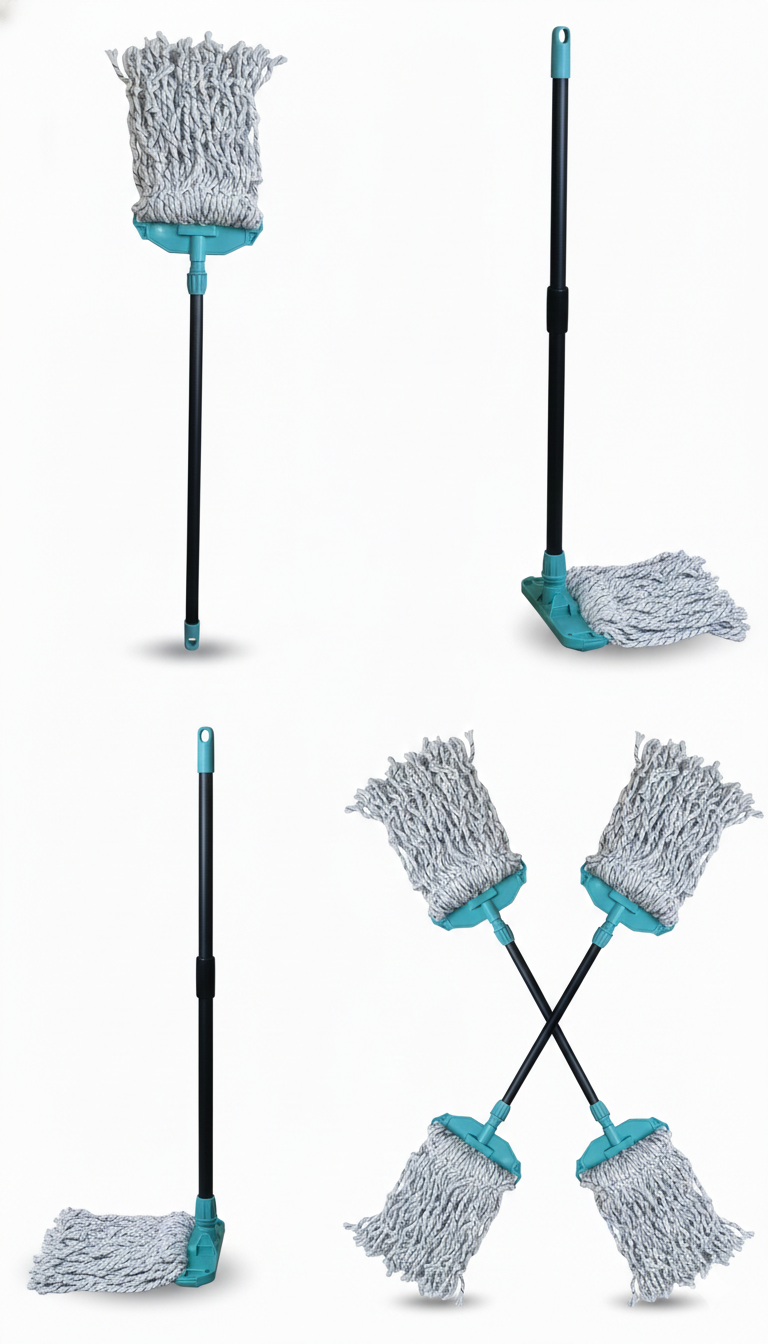 Premium Cotton & Microfiber Mop with Extendable Metal Handle | Heavy Duty Floor Cleaning Mop