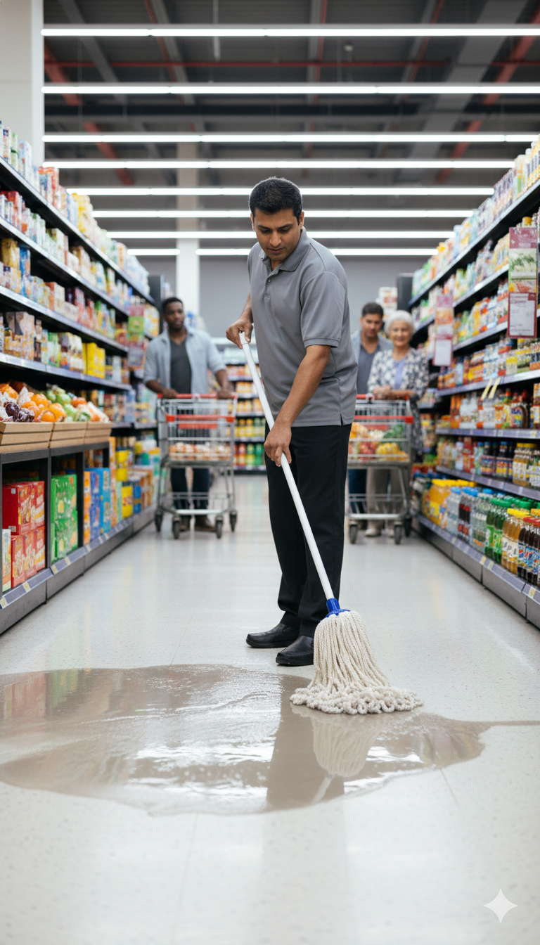 Absorbent Cotton Mop with Long Handle | Heavy Duty Floor Cleaning Mop