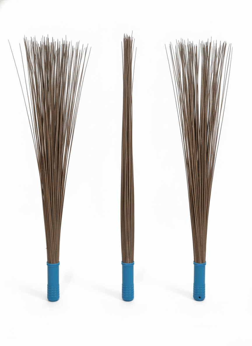 Natural Grass Hand Broom with Blue Plastic Grip | Palm Fiber Jhadu for Home Cleaning