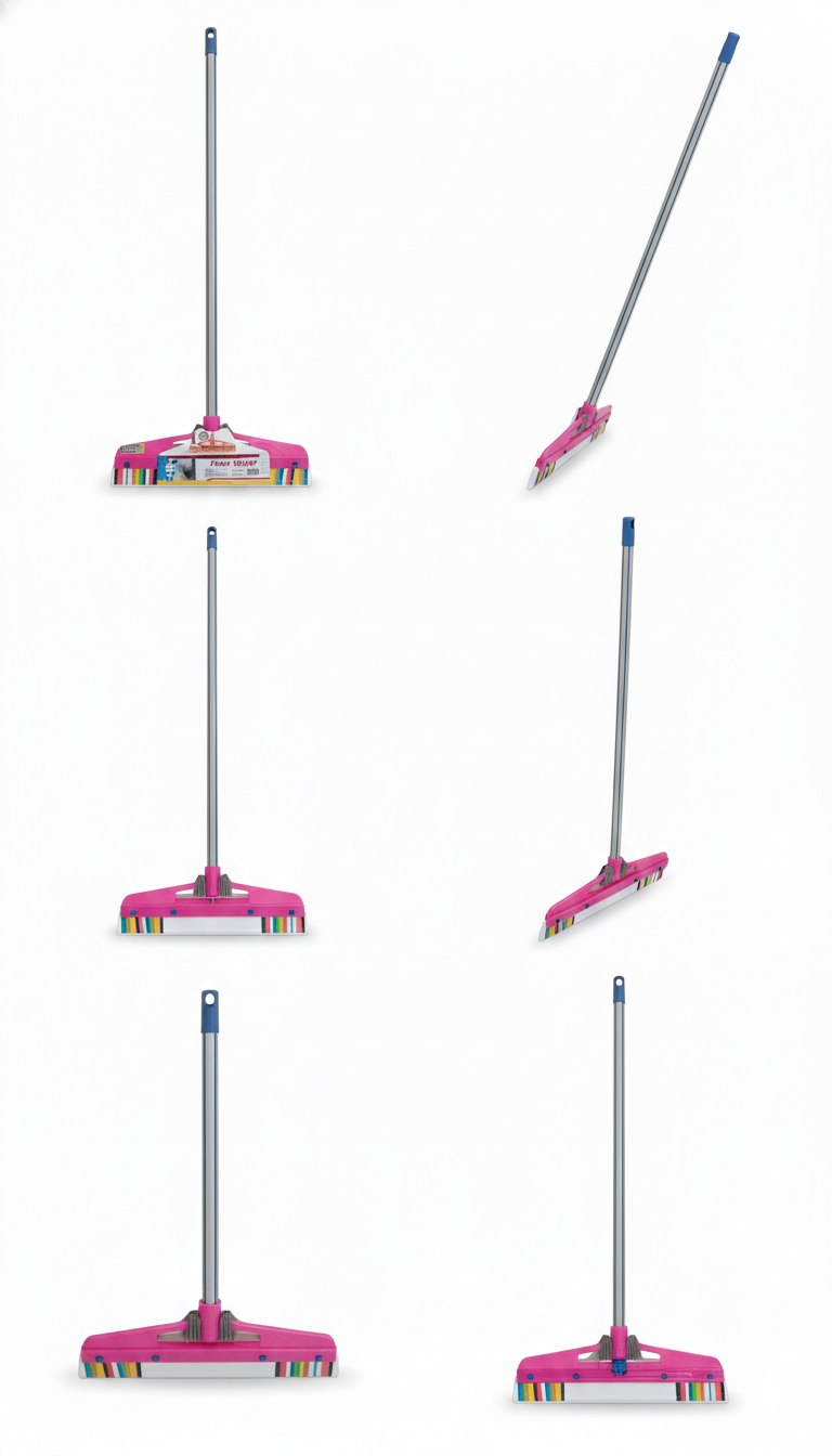 Bathroom, Kitchen & Tile Cleaning Wiper | Long Handle with Strong Grip (Pink) 16 INC
