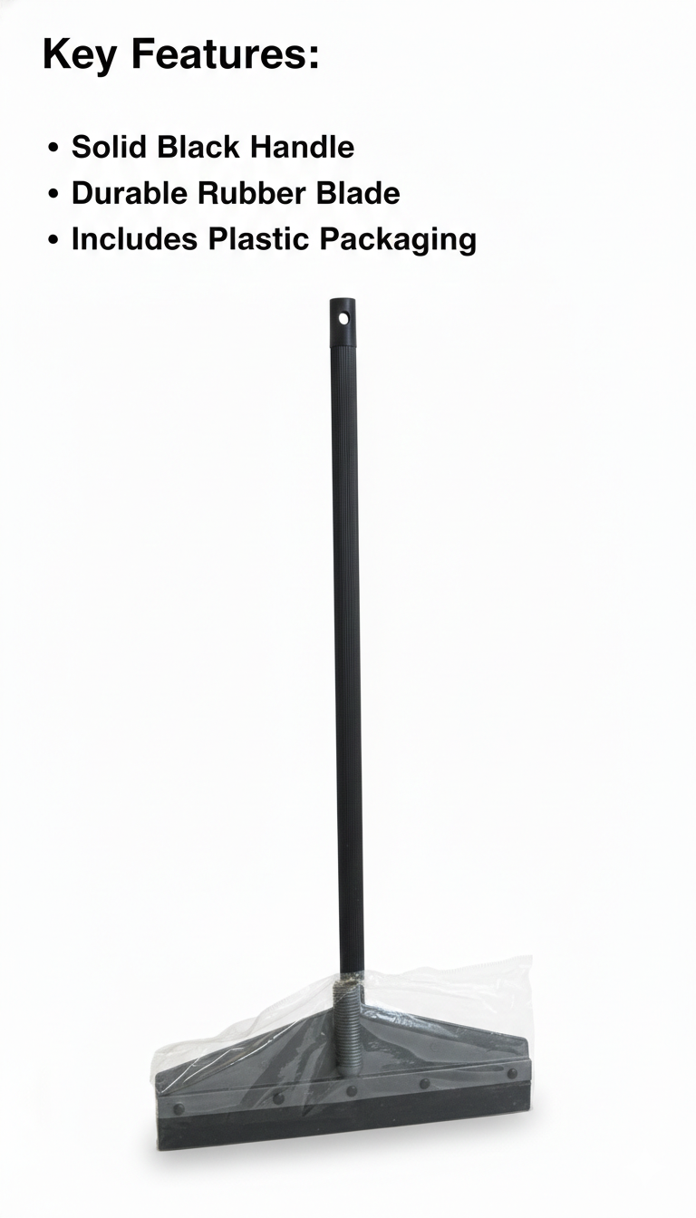 Bathroom, Kitchen & Tile Cleaning Wiper | Strong Grip Handle with Plastic Packaging (Black) 16 INCH