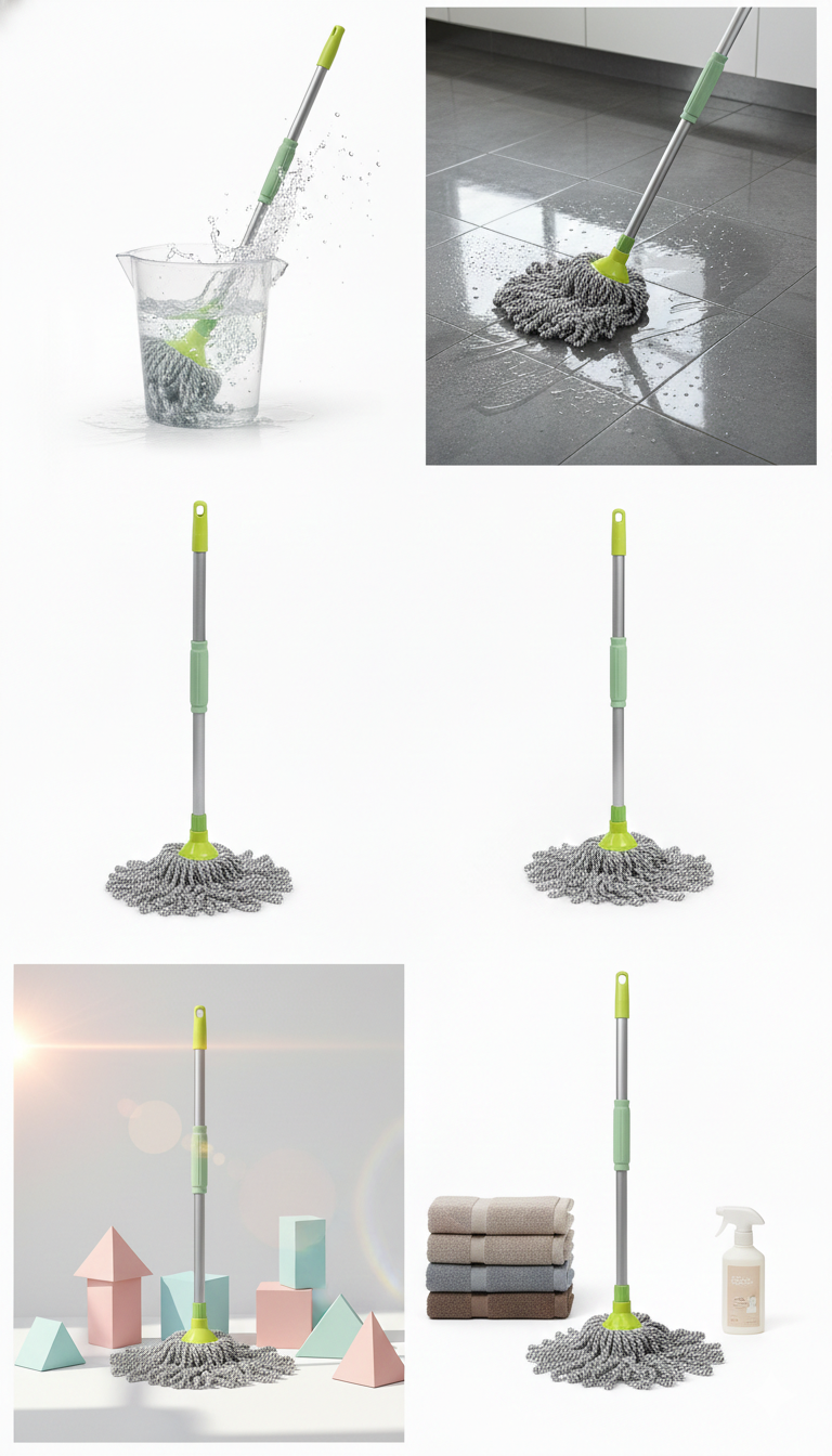 Adjustable Floor Cleaning Mop | Highly Absorbent Cotton Mop Head