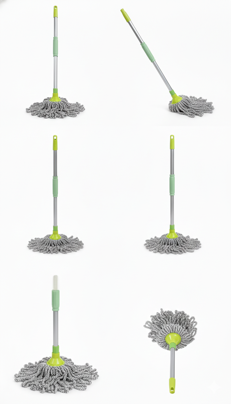 Adjustable Floor Cleaning Mop | Highly Absorbent Cotton Mop Head