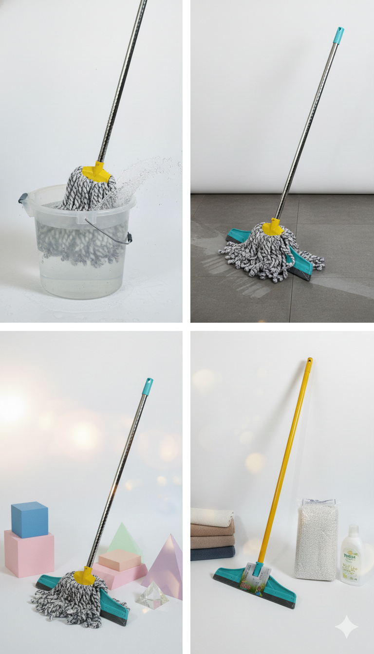 Adjustable Floor Cleaning Mop | Highly Absorbent Cotton Mop Head