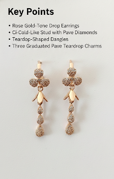 Rose Gold Teardrop Dangle Earrings for Women