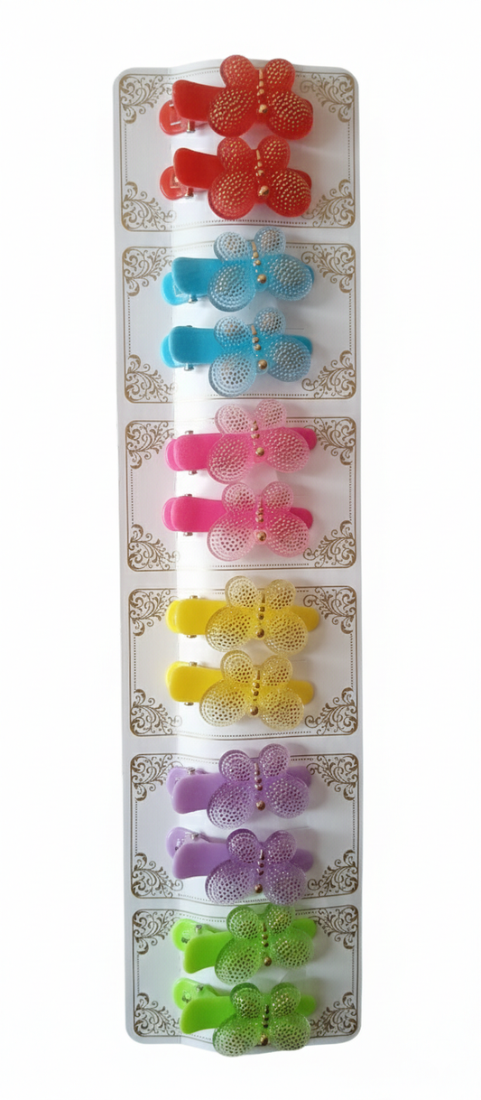 Butterfly Hair Clips for Girls – Colorful Kids Hair Snap Clips Set (12 Pieces)