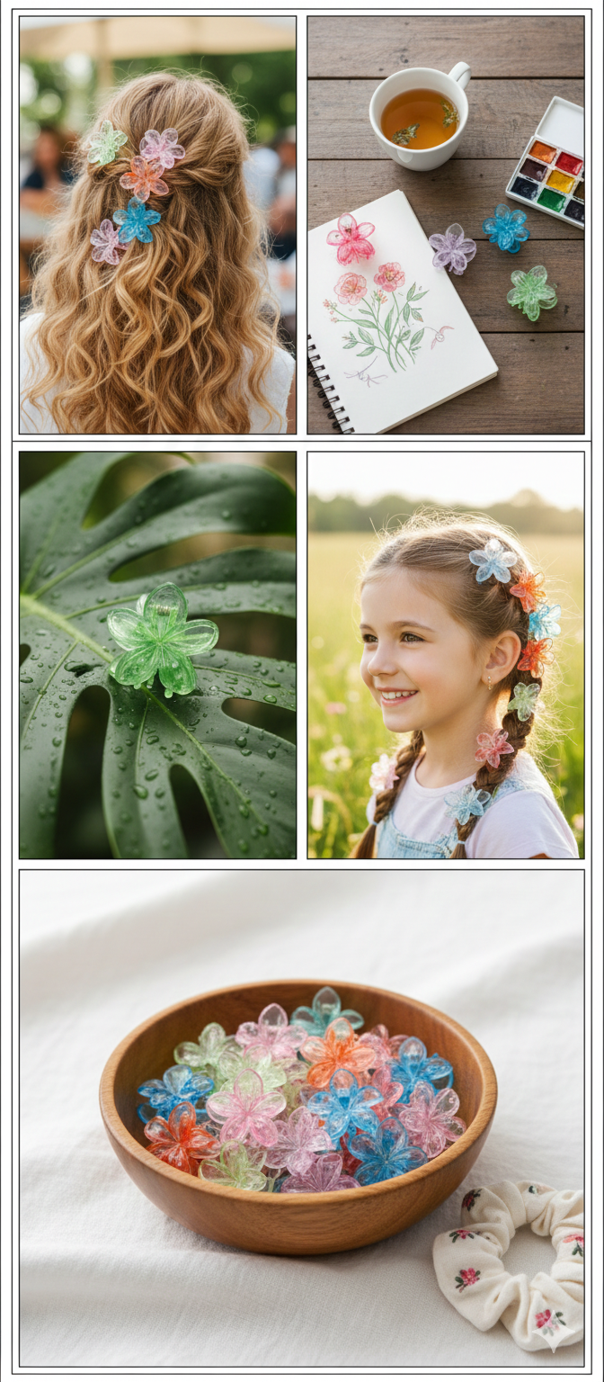 Colorful Flower Hair Claw Clips for Women & Girls ( 12 PIC )