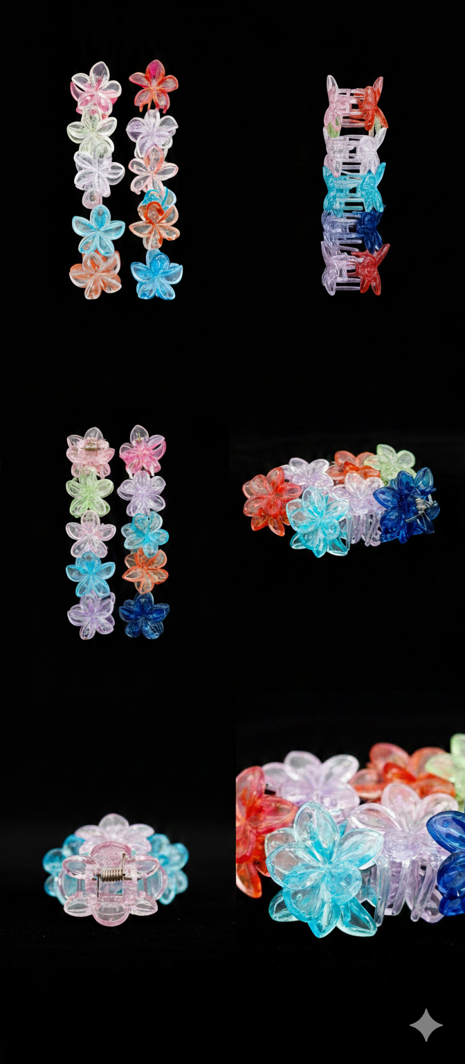 Colorful Flower Hair Claw Clips for Women & Girls ( 12 PIC )
