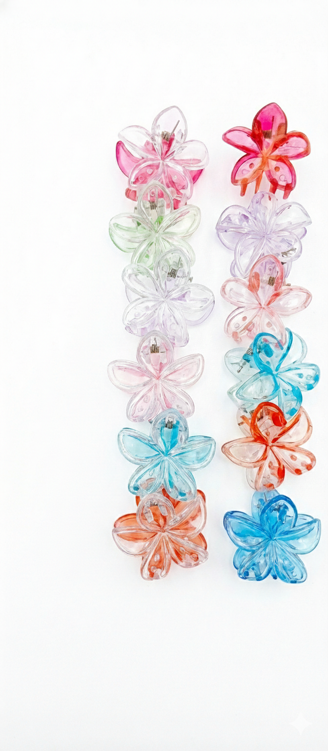 Colorful Flower Hair Claw Clips for Women & Girls ( 12 PIC )