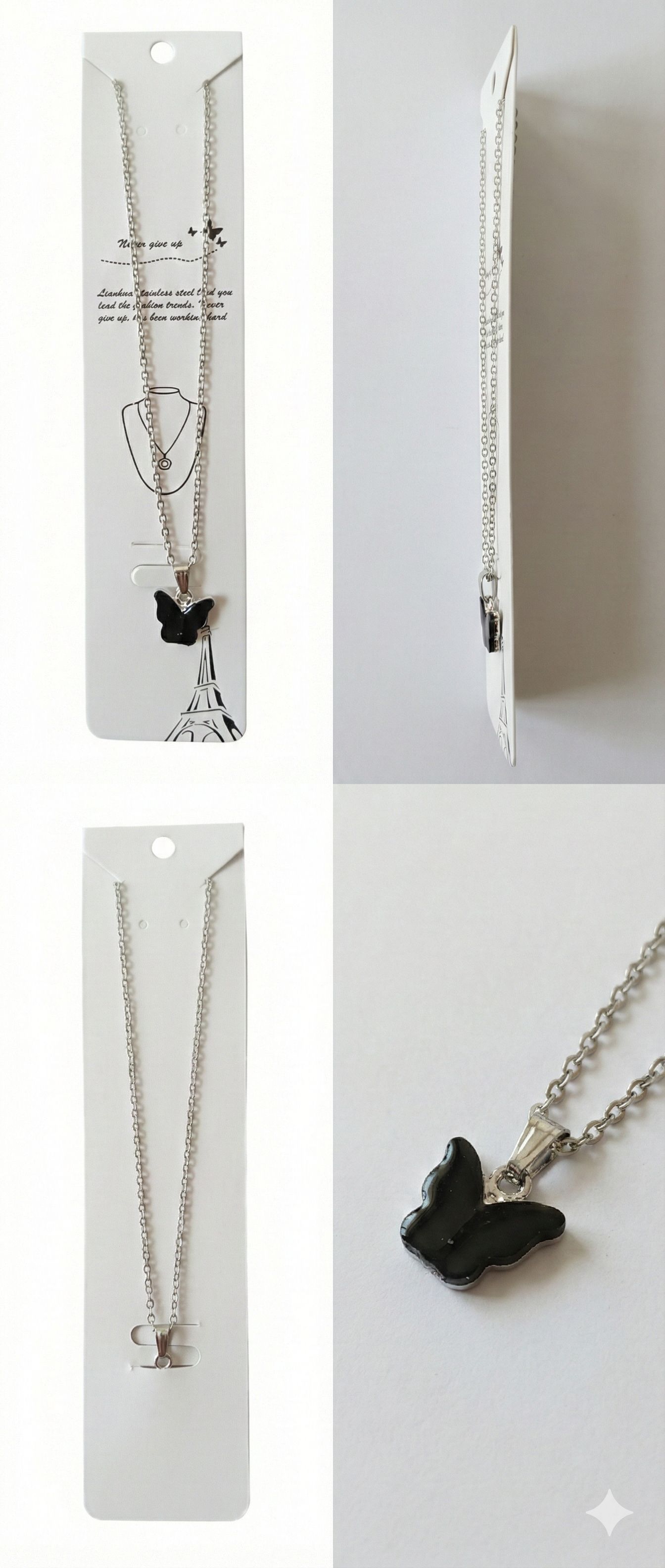 Butterfly Pendant Necklace for Women & Girls | Silver Plated Adjustable Chain