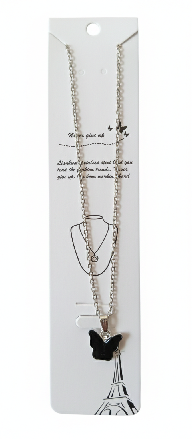 Butterfly Pendant Necklace for Women & Girls | Silver Plated Adjustable Chain