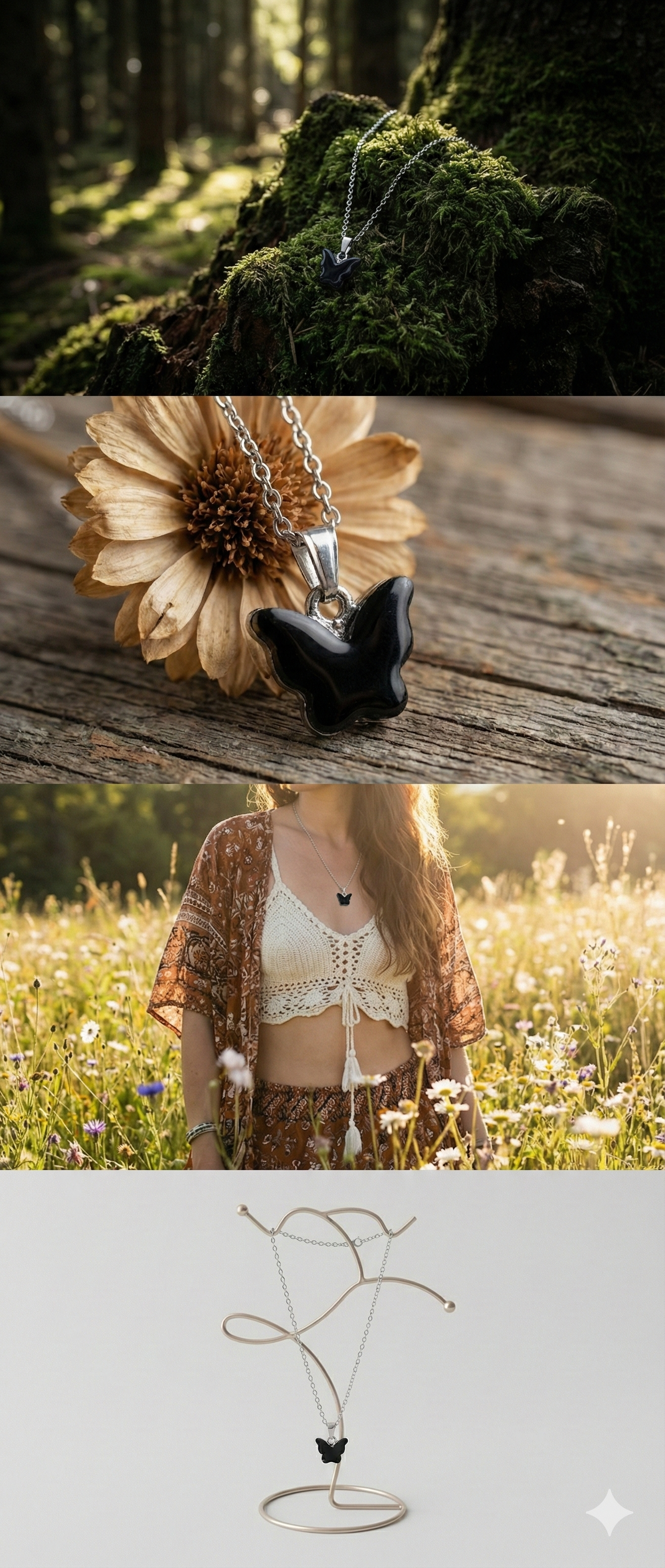 Butterfly Pendant Necklace for Women & Girls | Silver Plated Adjustable Chain