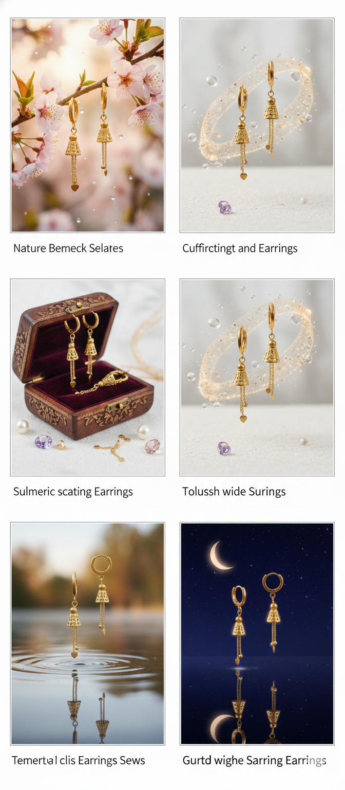 Gold Plated Dangle Hoop Earrings for Women