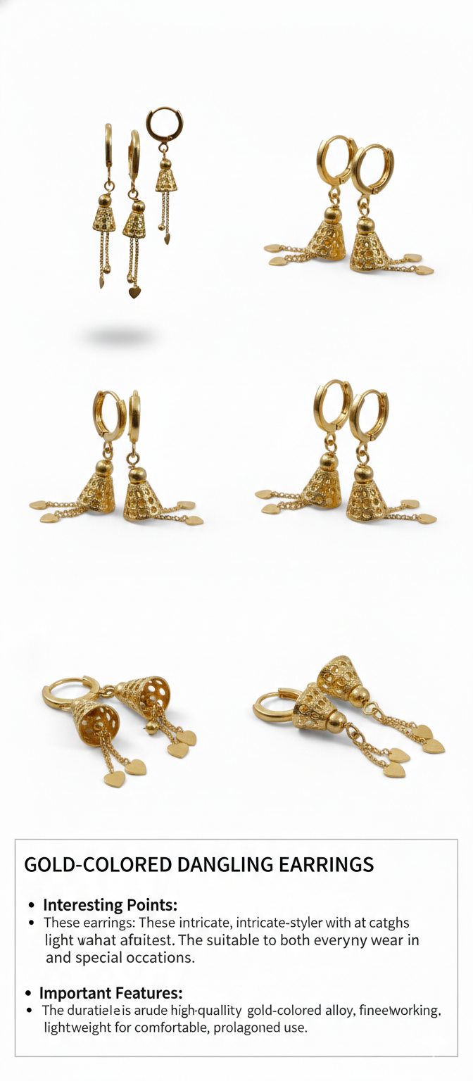 Gold Plated Dangle Hoop Earrings for Women