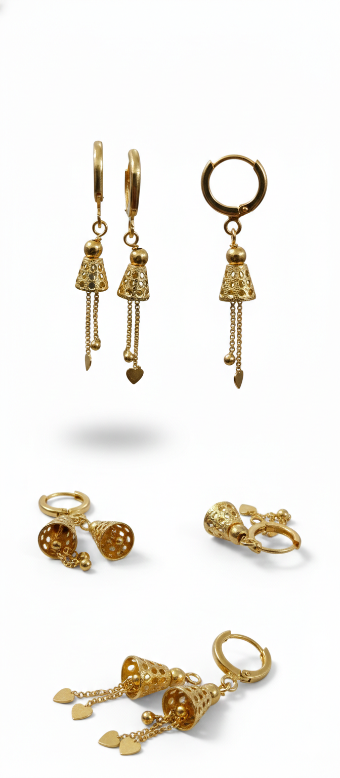 Gold Plated Dangle Hoop Earrings for Women