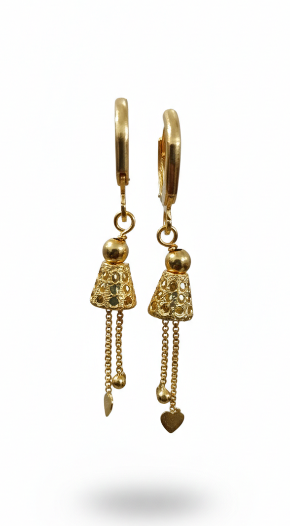 Gold Plated Dangle Hoop Earrings for Women
