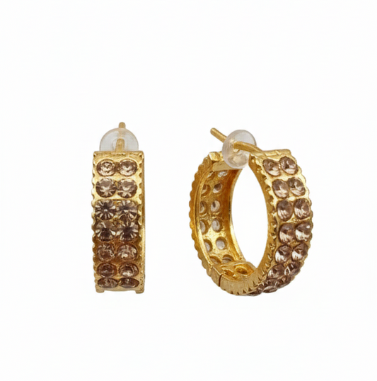 Gold Plated Crystal Hoop Earrings for Women & Girls