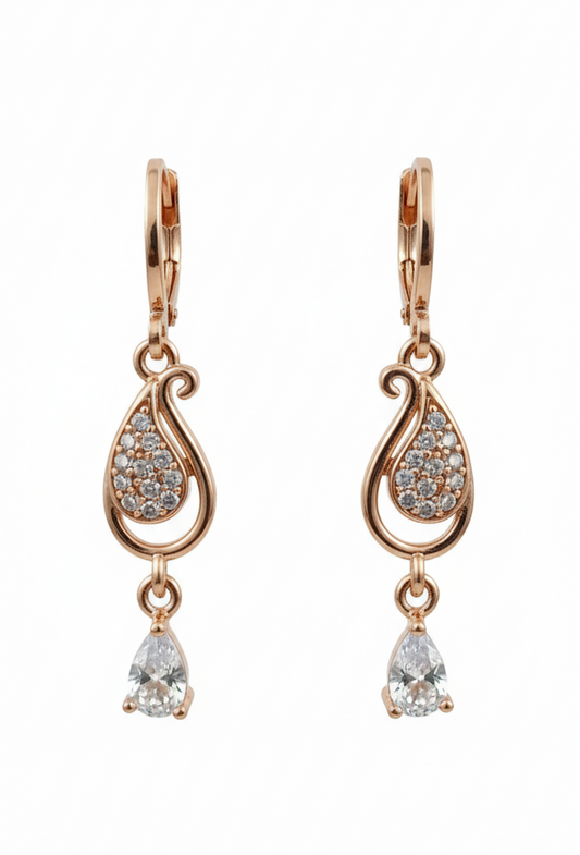 Rose Gold Plated Teardrop Drop Earrings for Women (A.D)