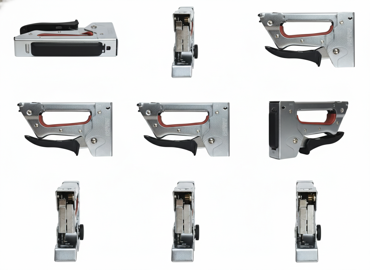 Miles TS-623 Heavy Duty Staple Gun Tacker, All Metal Body Stapler with Ergonomic Red Rubber Grip