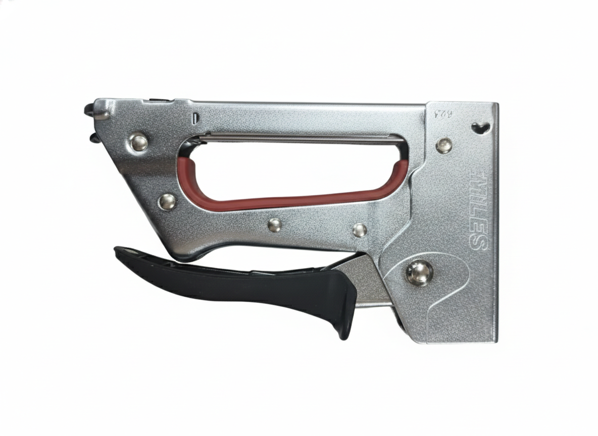 Miles TS-623 Heavy Duty Staple Gun Tacker, All Metal Body Stapler with Ergonomic Red Rubber Grip
