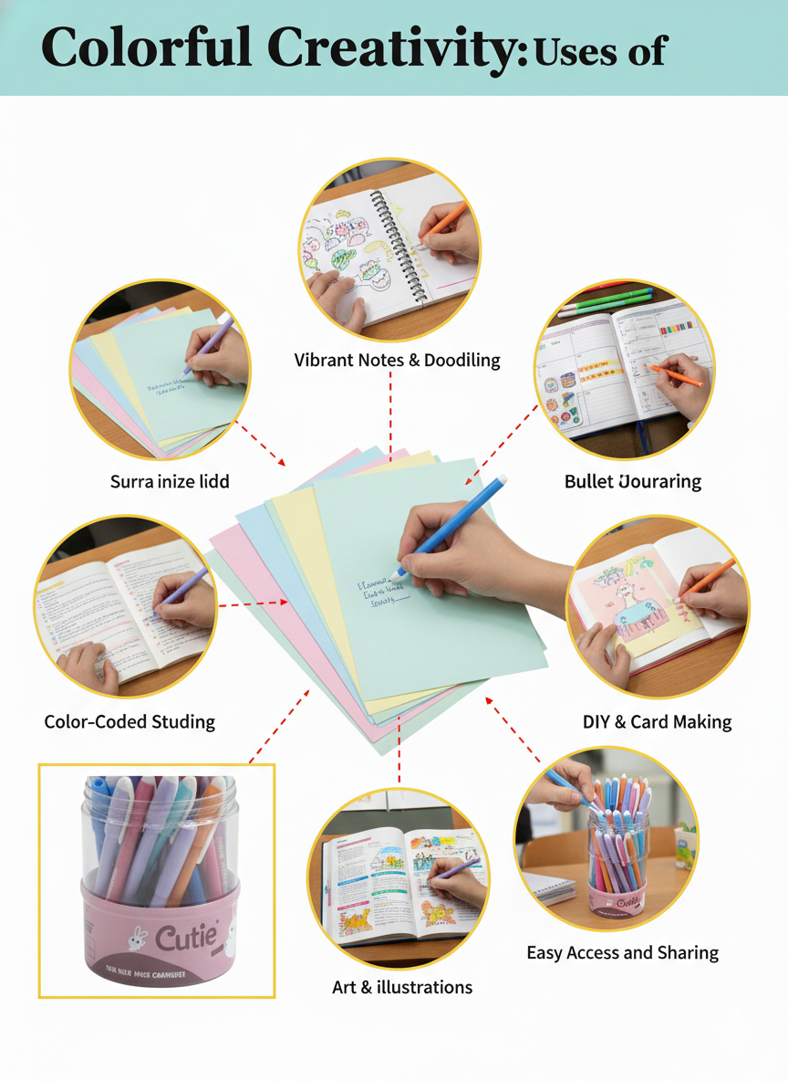 Supra Cutie Multi-Color Ball Pen Set, Container of 50+ Smooth Writing Ball Pens with Pastel and Bright Colors,