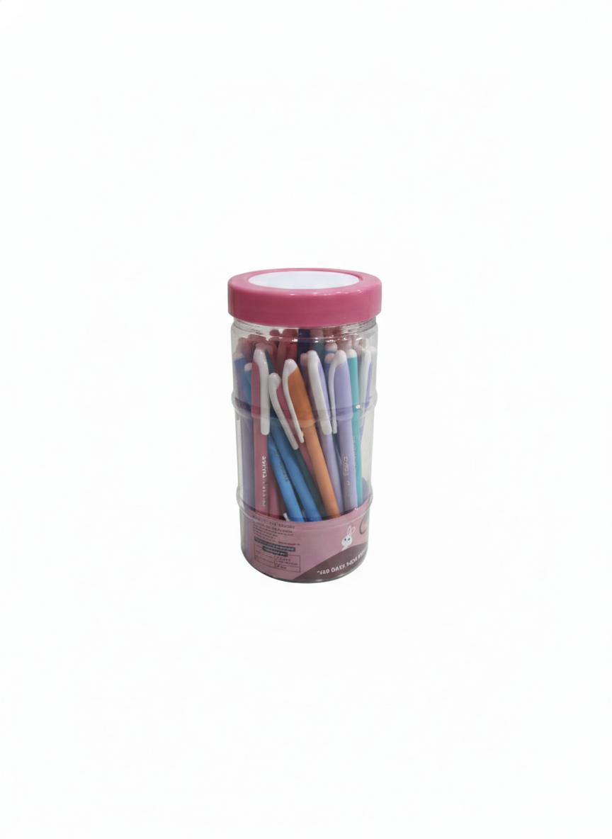 Supra Cutie Multi-Color Ball Pen Set, Container of 50+ Smooth Writing Ball Pens with Pastel and Bright Colors,