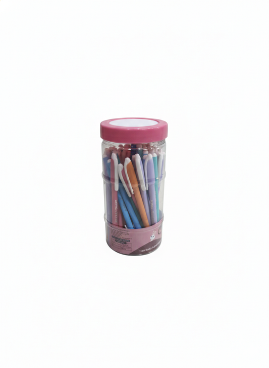 Supra Cutie Multi-Color Ball Pen Set, Container of 50+ Smooth Writing Ball Pens with Pastel and Bright Colors,