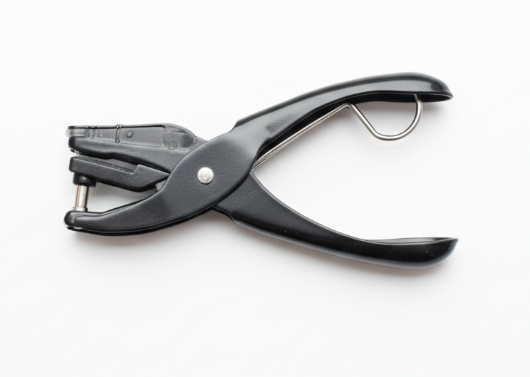 Kangaro FP-20 Paper Punch, Handheld Single Hole Punch for Up to 15 Sheets, Durable Black Metal Design with Hanging Loop for Office, School and Craft Use