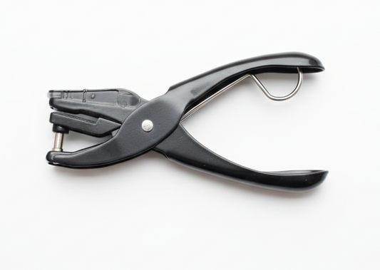 Kangaro FP-20 Paper Punch, Handheld Single Hole Punch for Up to 15 Sheets, Durable Black Metal Design with Hanging Loop for Office, School and Craft Use