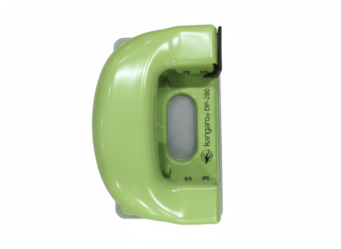 Kangaro DP-280 Paper Punch, 2 Hole Punch for Up to 11 Sheets, Ergonomic Green Design with Chip Tray and Precision Metal Mechanism for Office and School Use