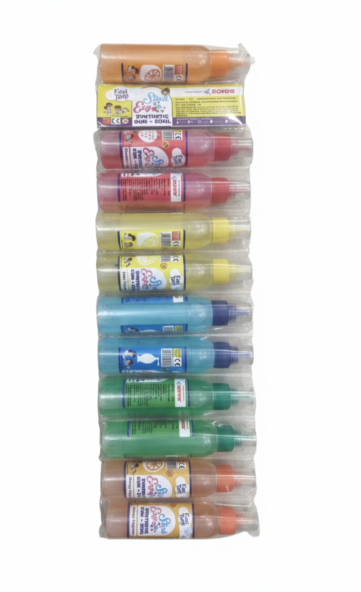 Kores Kool Tool Ezy Stick Synthetic Glue Bottles Pack of 12, Assorted Fragrance Glue for Kids, Washable Non-Toxic Craft Glue, School Project Adhesive, Bulk Pack