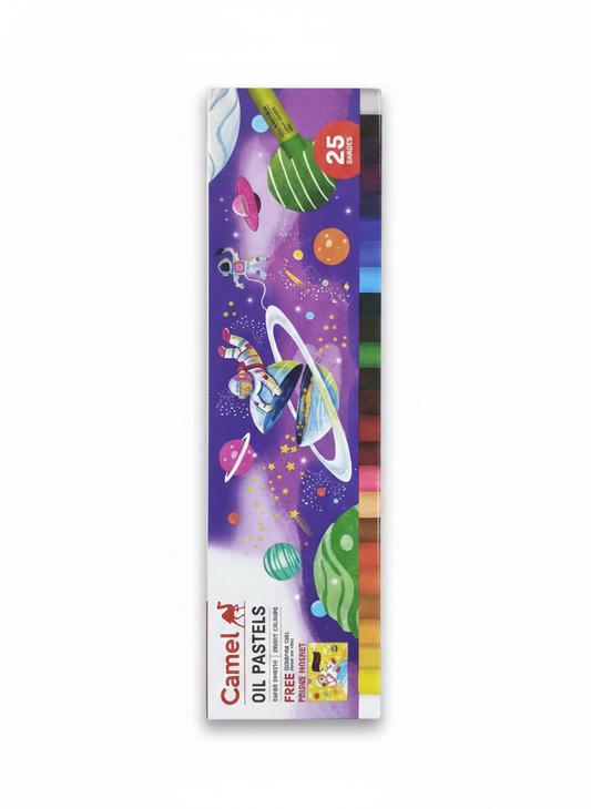 Camel Oil Pastels Set of 25 Shades with Scraping Tool and Free Fridge Magnet, Rich Smooth Colors for Drawing, Blending, Shading, and Art Projects