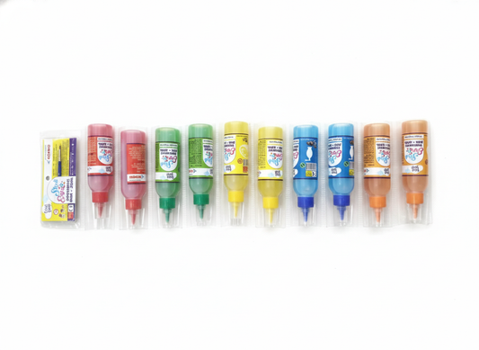Kores Colored Synthetic Gum for Kids, 10 Vibrant Shades Including Glitter Gum, Easy Nozzle Craft Glue