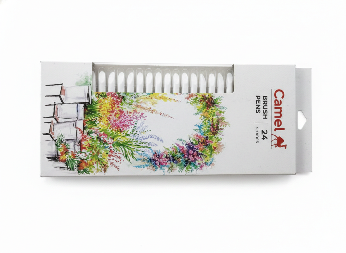 Camel Brush Pens Set, 24 Shades Water-Based Brush Tip Pens for Calligraphy, Coloring, Hand Lettering, Sketching, Journaling and Art Projects