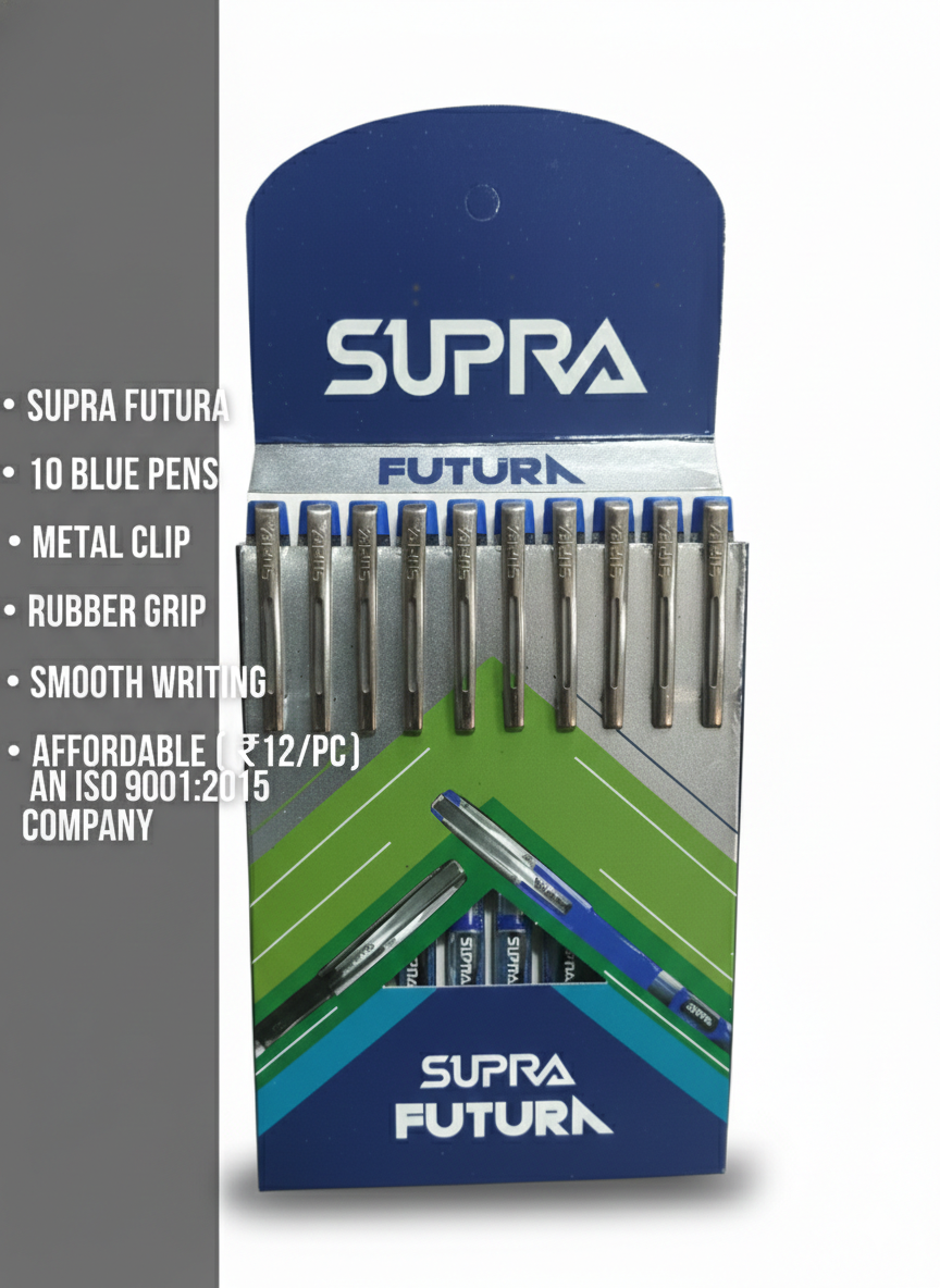 SUPRA Future Ballpoint Pens (Pack of 10, Blue Ink