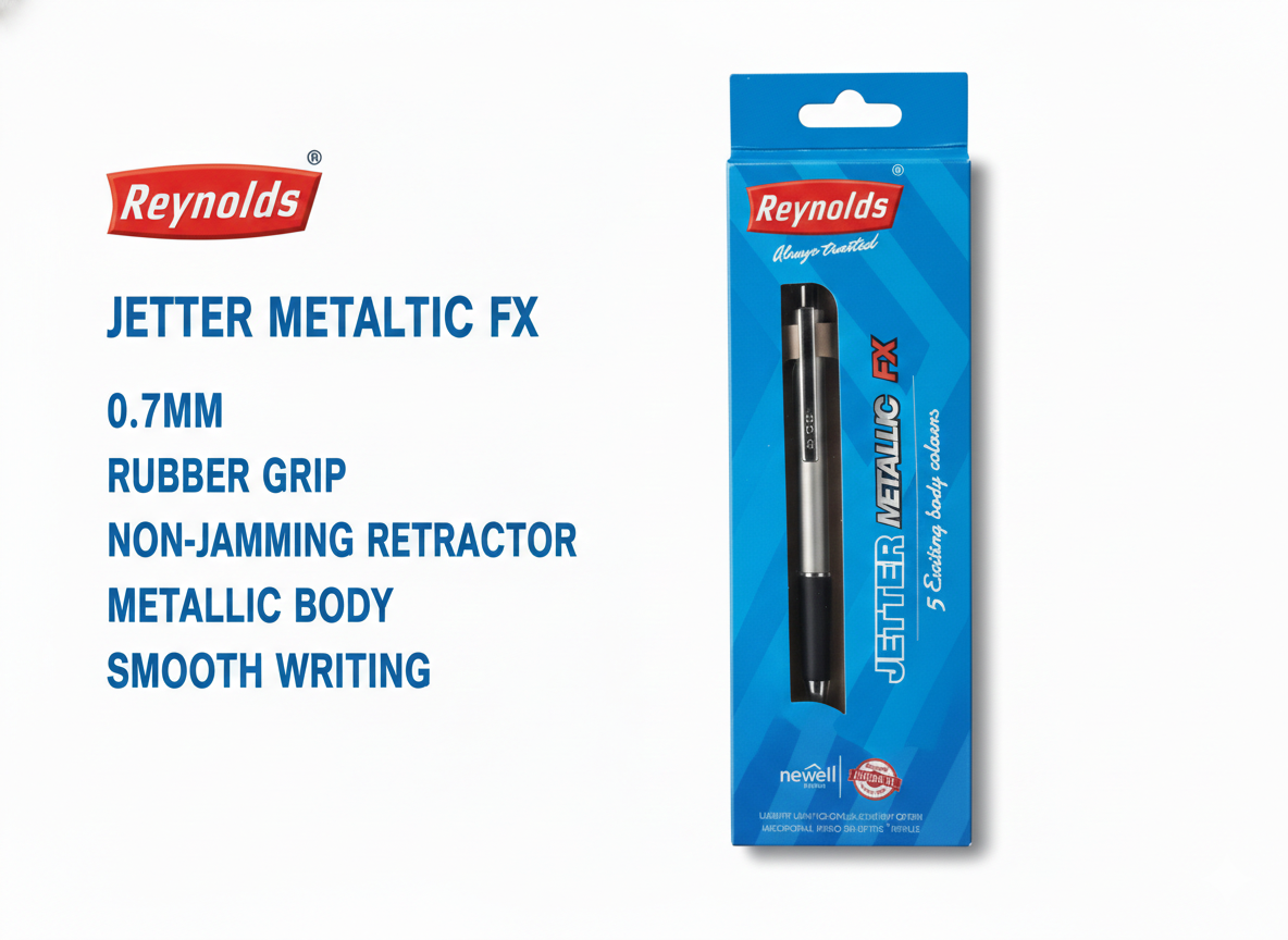 Reynolds Jetter Metallic FX Ball Pen | 0.7 mm Tip | Smooth Writing Blue Ink